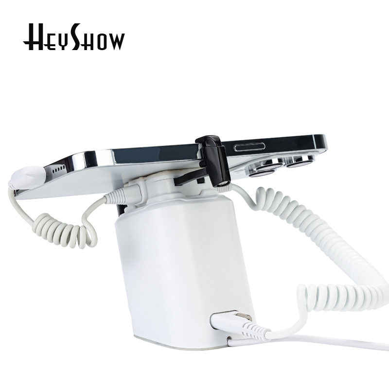 Mobile Phone Security Anti-Theft Device Display Stand Smartphone Secure Burglar Alarm System Plastic White Holder Show