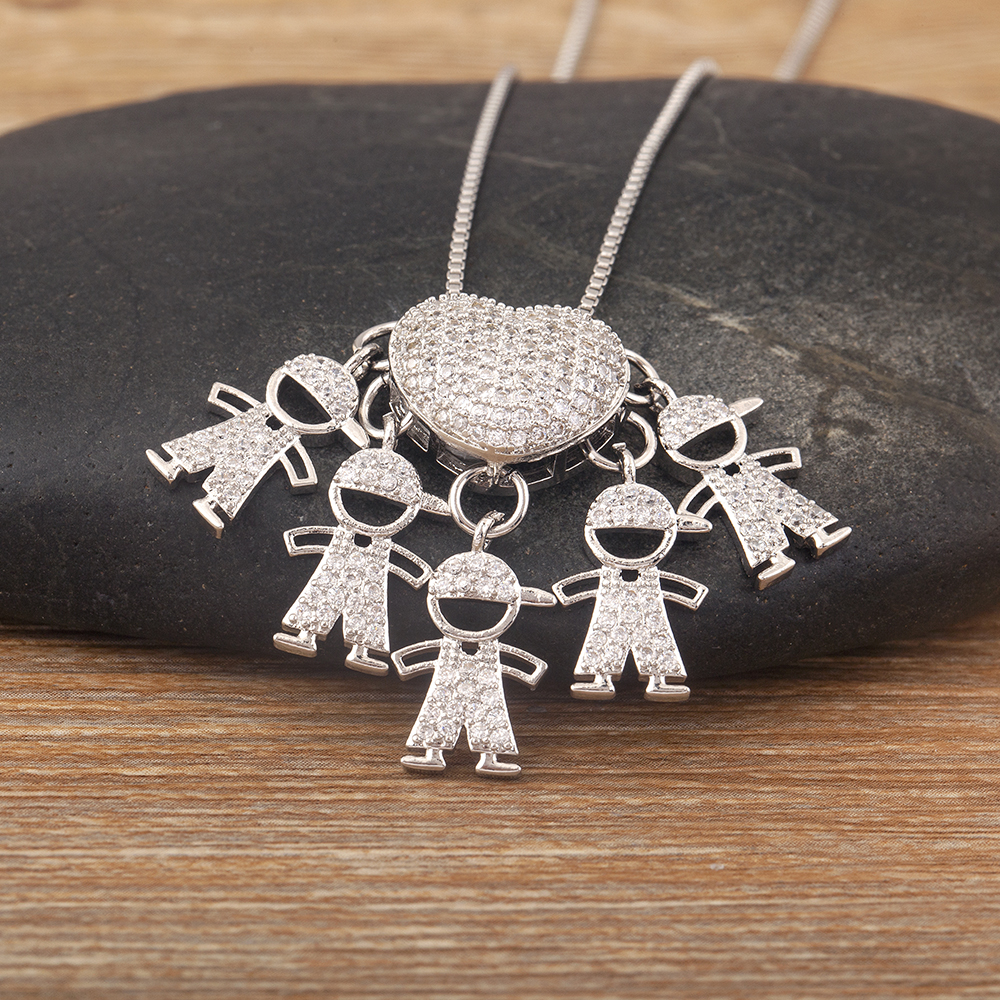 Nidin Trend Son/Daughter Boy/Girl Pendant Necklaces Female Versatile Chain Choker Jewelry Birthday: Imitation Rhodium Plated