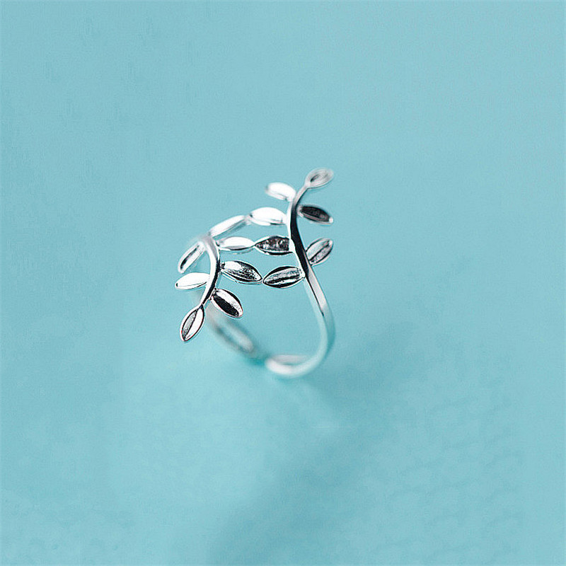 INZATT Trendy 925 Sterling Zilver Minimalistische Bladeren Persoonlijkheid Verstelbare Ring Fijne Sieraden Voor Vrouwen Leuke Party Accessoires