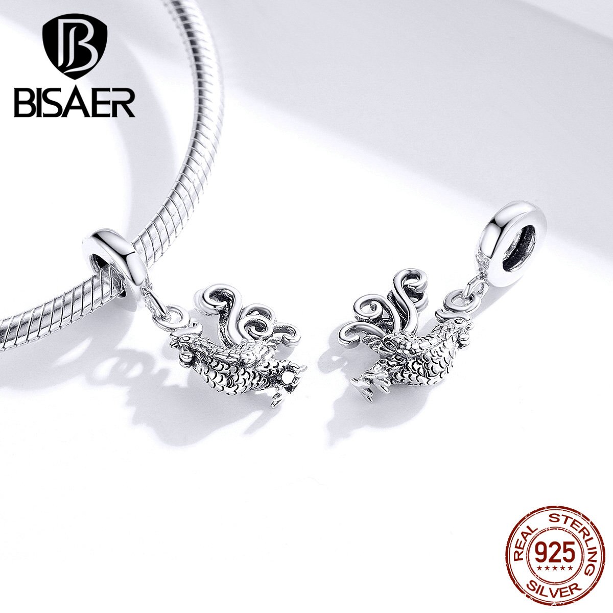 Rooster BISAER 925 Sterling Silver Brave Rooster Cock Animal Beads Charms fit Women Bracelets DIY Silver 925 Jewelry ECC1337