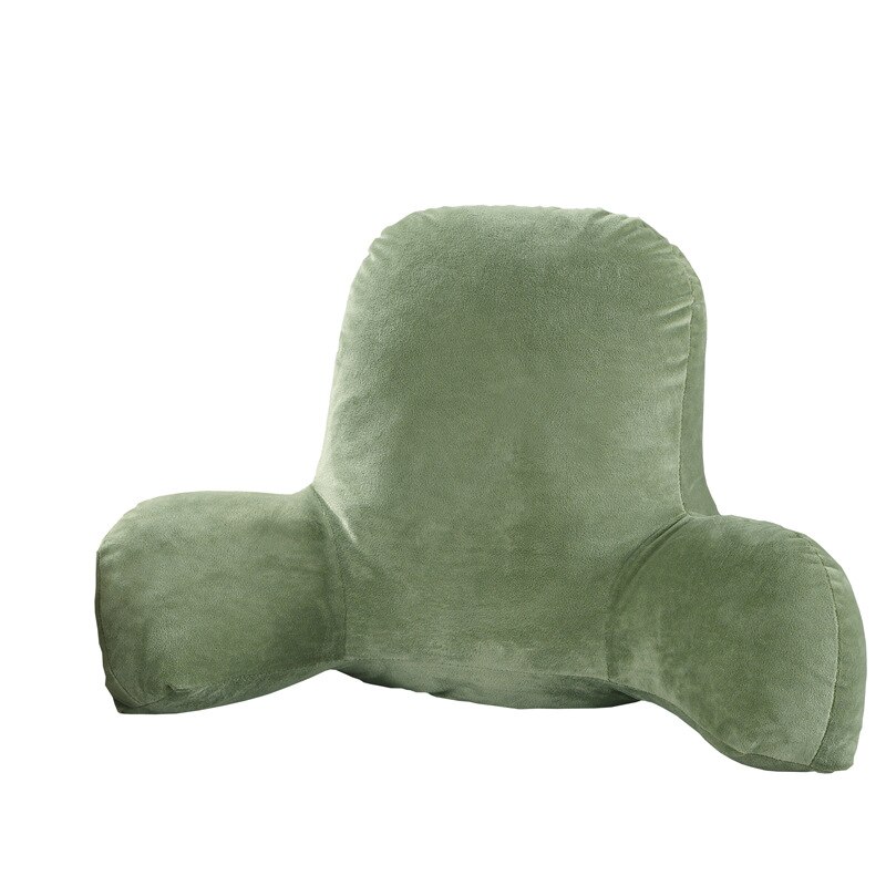Big Backrest Reading Bed Rest Pillow Lumbar Support Chair Cushion with Arms Plush Memory Foam Fill for Office Home: Green