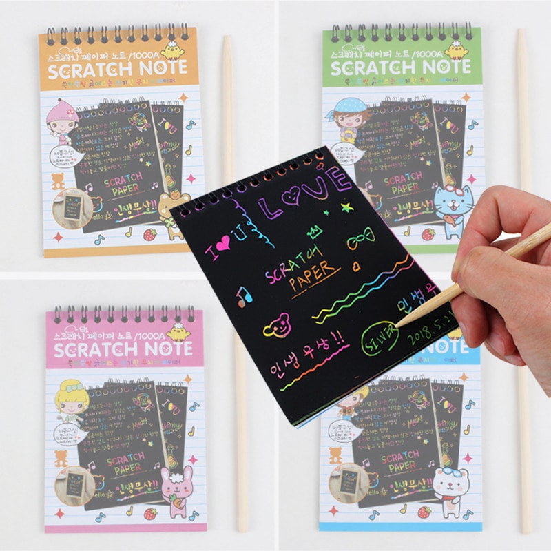 Pop Selling Leuke Magic Diy Graffiti Note Boek Voor Kinderen Tekening Schilderen Rainbow Notepad Kids Notepad Briefpapier Als
