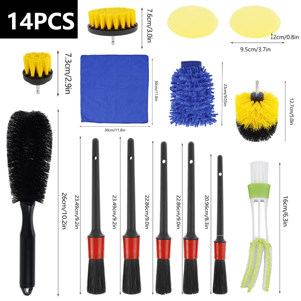 Car Cleaning Detailing Brush Set Dirt Dust Clean Brush Car Motorcycle Interior Exterior Leather Air Vents Care Clean Tools