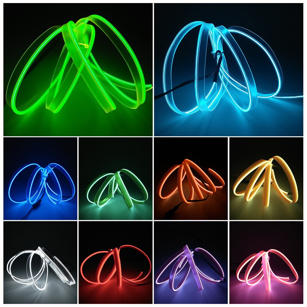 5M Glow EL Wire Cable with 12V Car Driver LED Neon Christmas Dance Party DIY Costumes Clothing Luminous Car Light Decoration