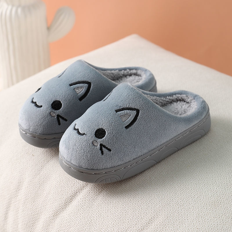 Kot kreskówkowy dzieci kapcie futrzane dom kreskówka dziecko kapcie z bawełny buty dla małego dziecka chłopcy dziewczęta futrzane kapcie domek dla dzieci buty: szary / 32-33