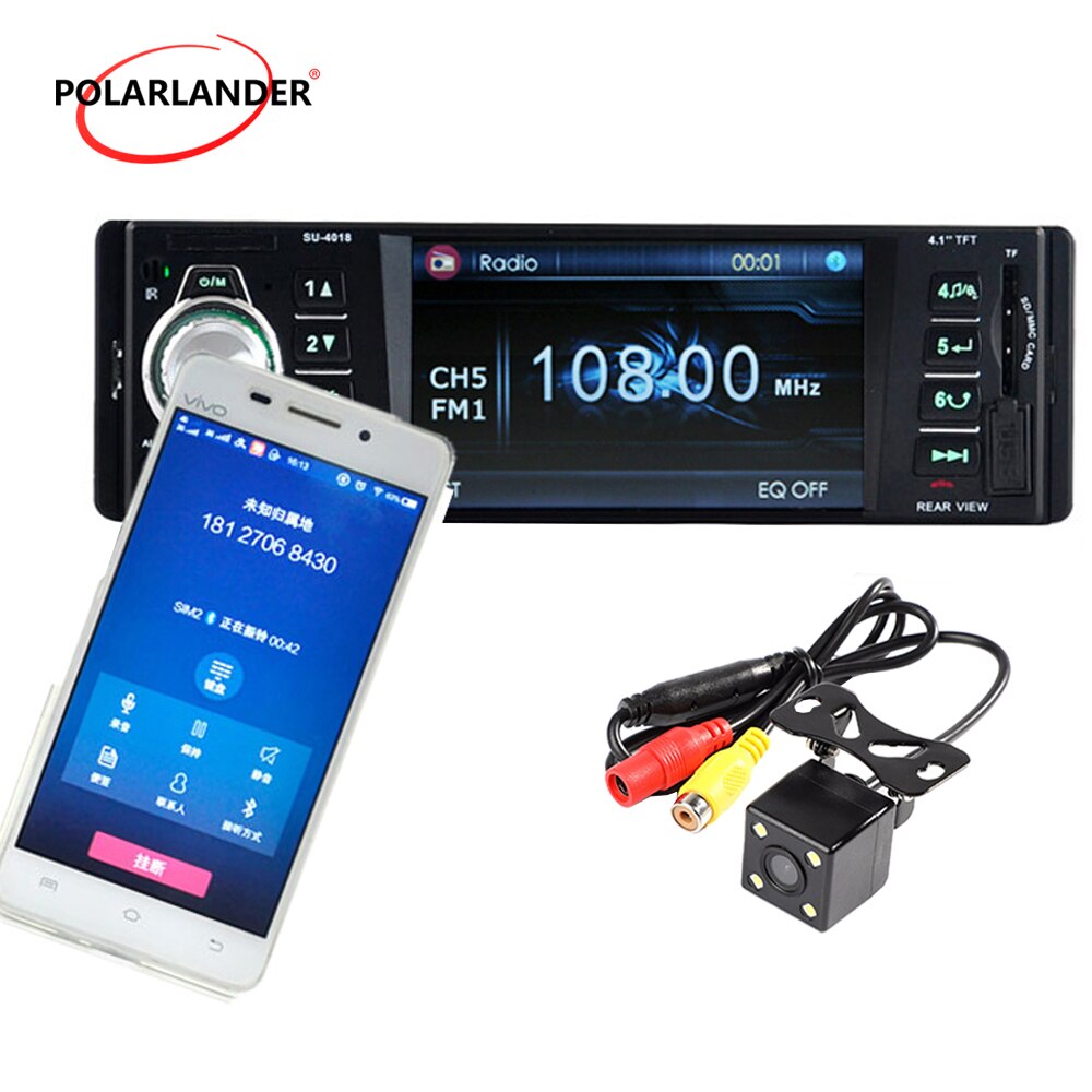 1 Din 4.1 inch TFT Screen 12V Car Radio Bluetooth Car Audio Stereo MP5 MP4 Video Player Support FM USB/SD/MMC Rear Camera