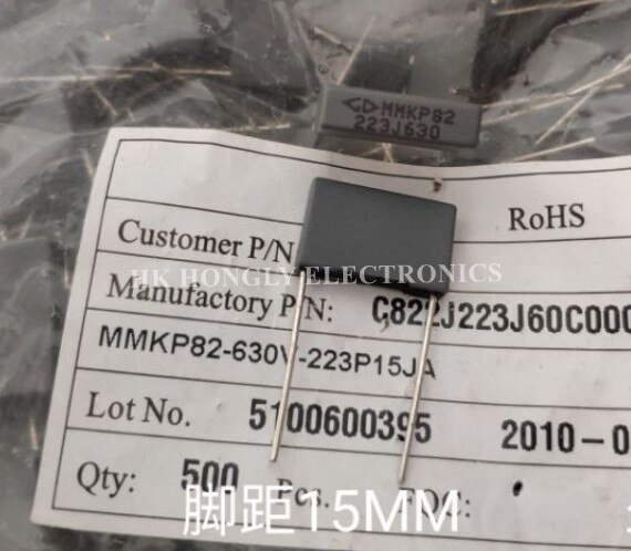 100 stuks mmkp 82 223 j 630 683 j 630 104 k 630 223j 683j 104k 0.022uf 0.068uf 0.1uf p= 15mm filmcondensator