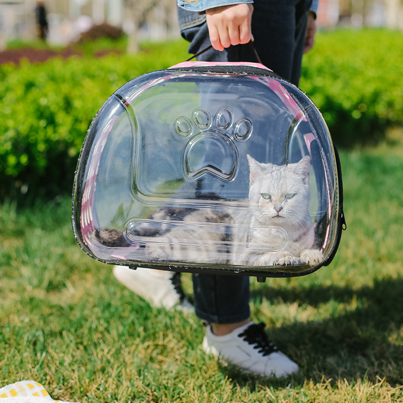 Large Space Foldable Pet Bag Portable Comfortable Breathable Pet Cat Transparent Portable EVA Polymer Foam PU Leather Material