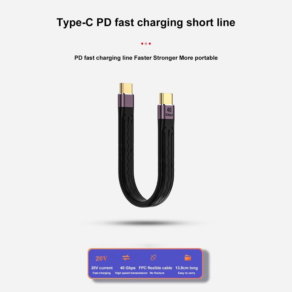 EGpu – câble USB 4 et C 100W, charge rapide, 40Gbps, transfert de données, synchronisation, court, avec puce Emark, pour HUB SSD externe