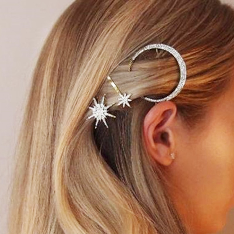 Pinzas de pelo para mujer, pasadores de Color plata antigua de estrella de diamantes de imitación, horquillas, accesorios de joyas para el pelo
