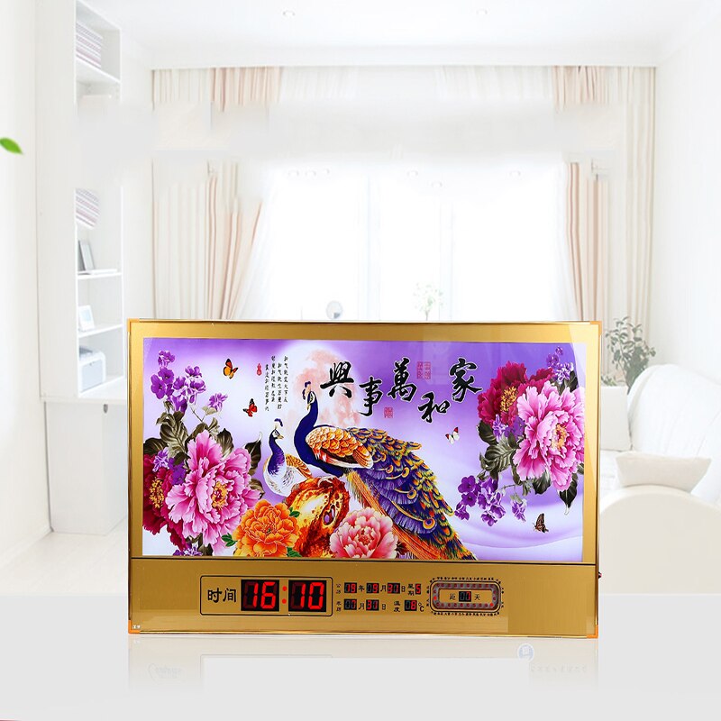 LED Digital Calendar Living Room Office Wall Clock Big Digital Decorative Painting Mute Electronic Clock