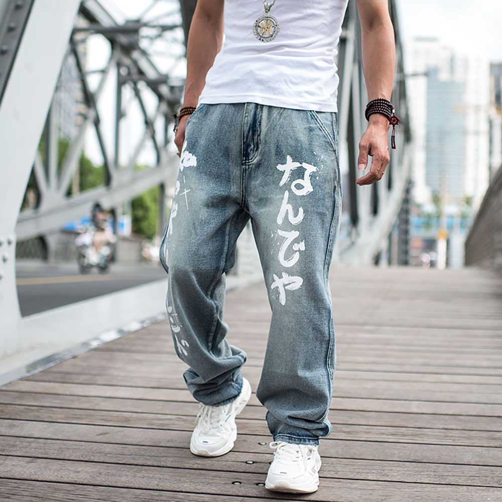 Jean sarouel pour hommes, pantalon en Denim décontracté, imprimé, ample, Baggy, Streetwear, hip hop: 46