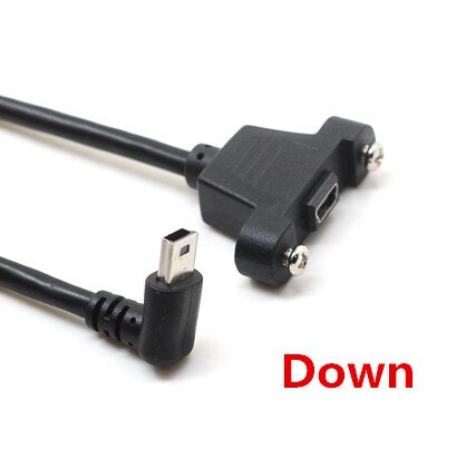Mini Usb Up Down Links Haaks Elleboog Mini Usb B 5pin 2.0 Man-vrouw Verlengkabel 30 Cm 50 Cm Met Panel Mount Gat: Down