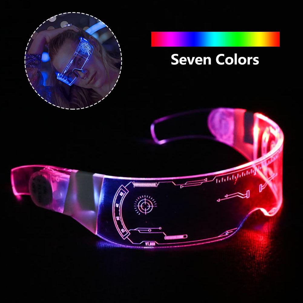 LED Luminous Glasses Futuristic Electronic Visor Glasses Light Up Glasses Prop for Halloween Festival KTV Bar Performance