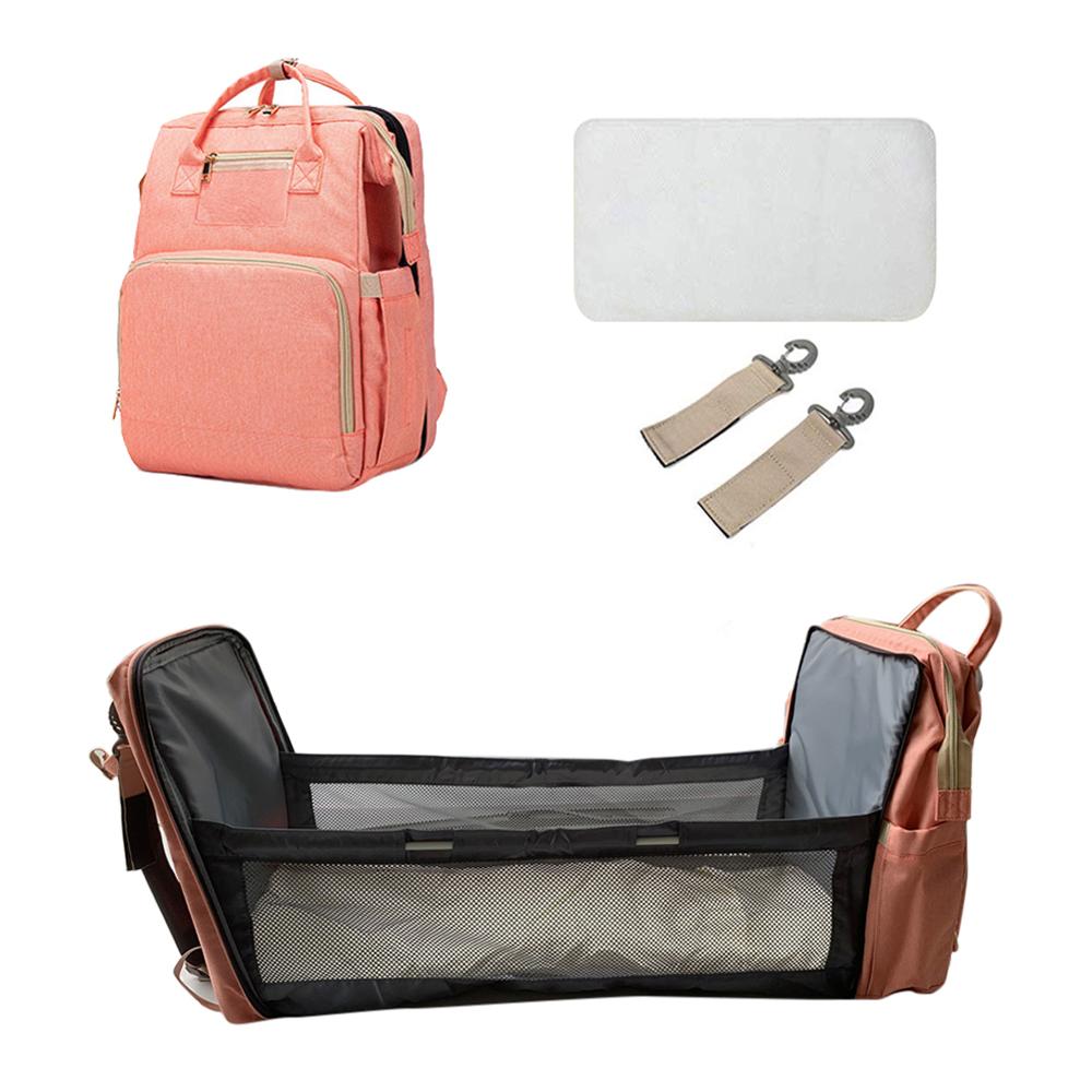 Baby Luiertas Rugzak Bed Wieg Baby Slaapzak Voor Reizen Bed Luier Pad Wandelwagen Organizer In Voorraad: C Pink