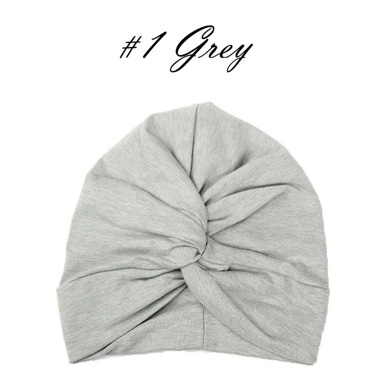Peuter Kids Baby Tulband Head Wrap Hoed Kinderen Meisjes Katoen Blends Hoed Mooie Zachte Leuke: Grijs