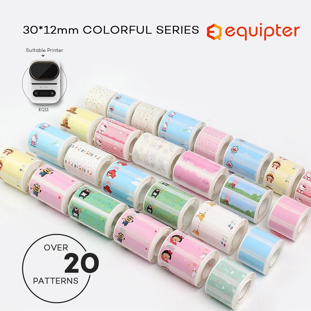 30 * 12 Mm Various Models Cute Thermal Label Roll Typeable Washi Tape Beautiful Mark Sticker For EQ11 Mini Thermal Label Printer