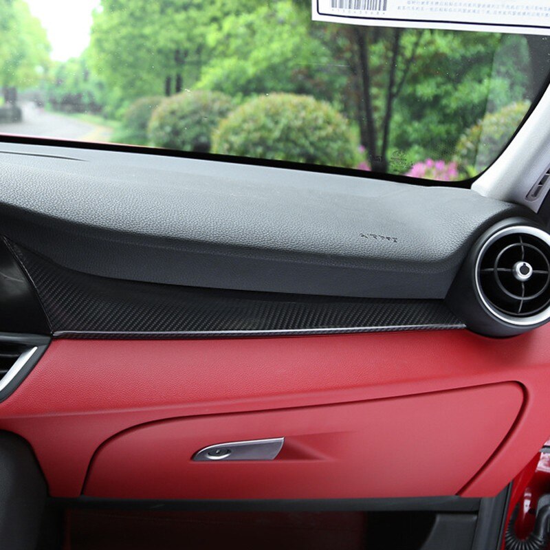 Bil interiør central kontrol gearskifte panel 5 d carbon fiber cover trim til alfa romeo giulia bil styling