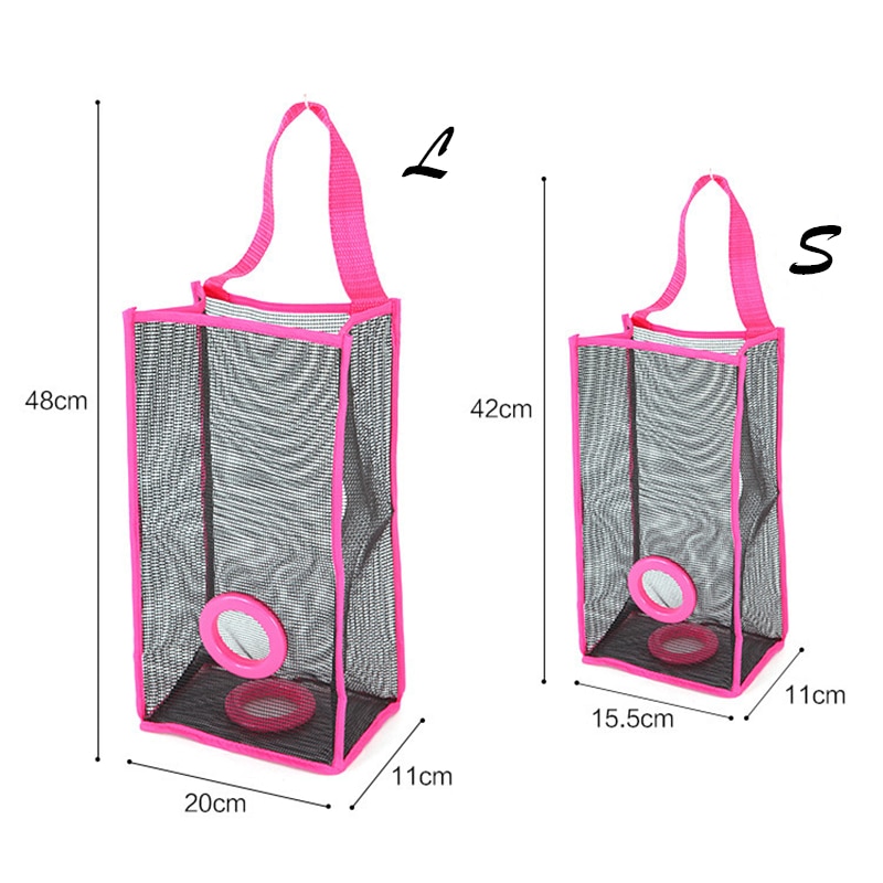 hanging breathable plastic grid garbage bag socks sundries storage organizers kitchen bathroom storage bag