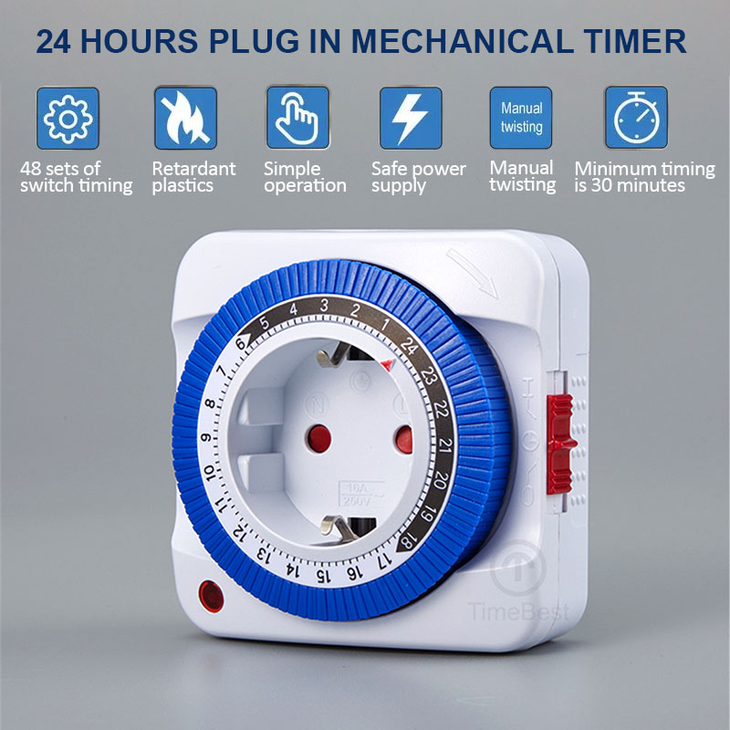 Eu 24 Uur Timer Switch Timer Plug In Mechanisch Geaarde Programmeerbare Slimme Countdown Loop Schakelaar Indoor Auto Power Off