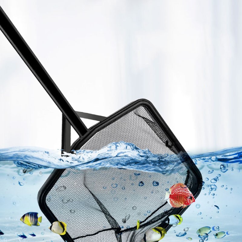 Black Aquarium Accessories Long Handle Square Aquarium Fish Tank Fishing Net Landing Net for Fish Durable Products Accessories