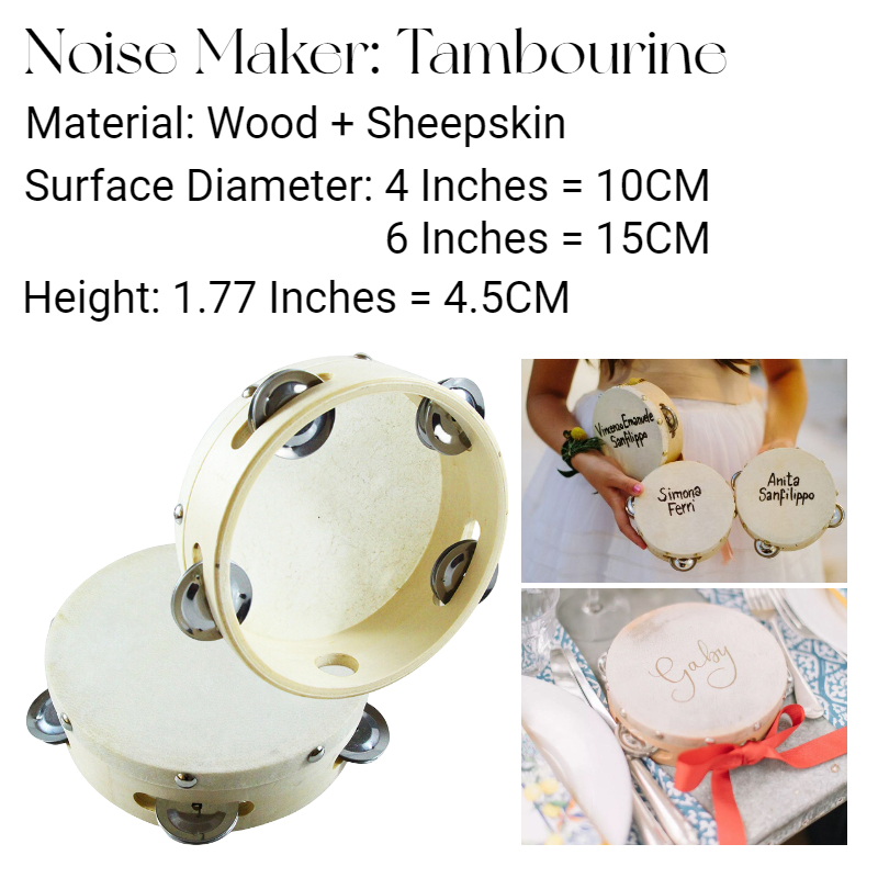 6-24 SZT. Tamburyn Ślubny DIY Upominki Ślubne Rustykalne Dzwonki Dębowe Metalowe brzęk Perkusja Prezent dla Gości 4/6 Cali