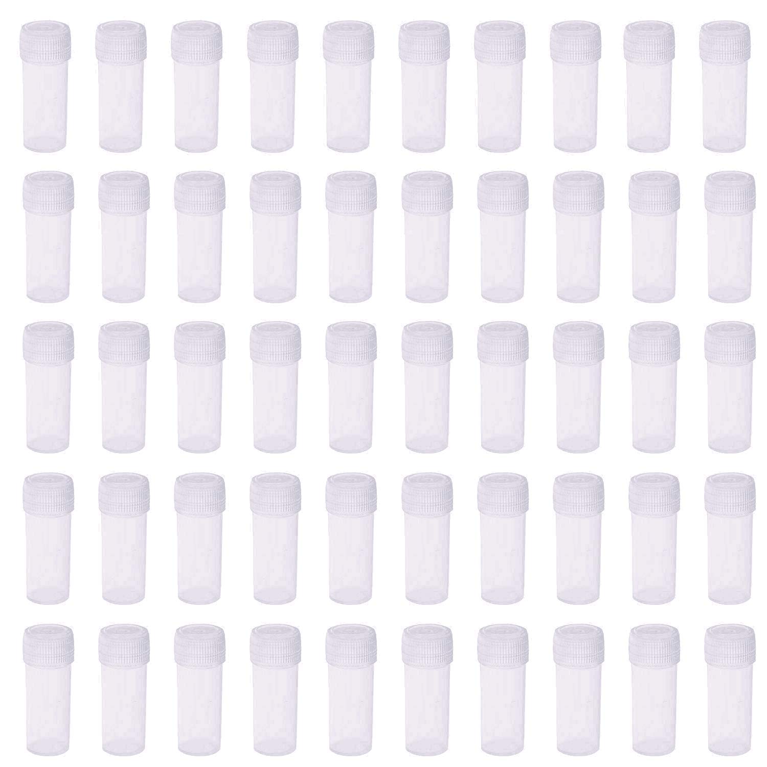 50-200 PCS 5ML Mini Flat-Bottomed Plastic Clear Test Tubes With Screw Caps Cosmetic Travel Lotion Storage Containers