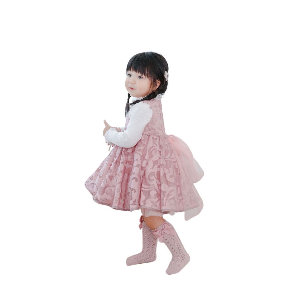 1 Paar Baby Baby Meisjes Solid Cotton Mesh Been Warmer Sokken Boog Knoop Leuke Soft Knie Hoge Baby Peuter Kinderen meisje Sokken 0-3Y