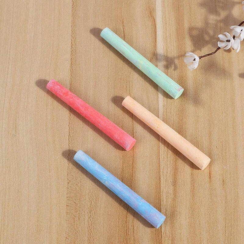 100Pcs Mixed Colour & White Chalk Sticks Pack Kids Playground School Art Learning