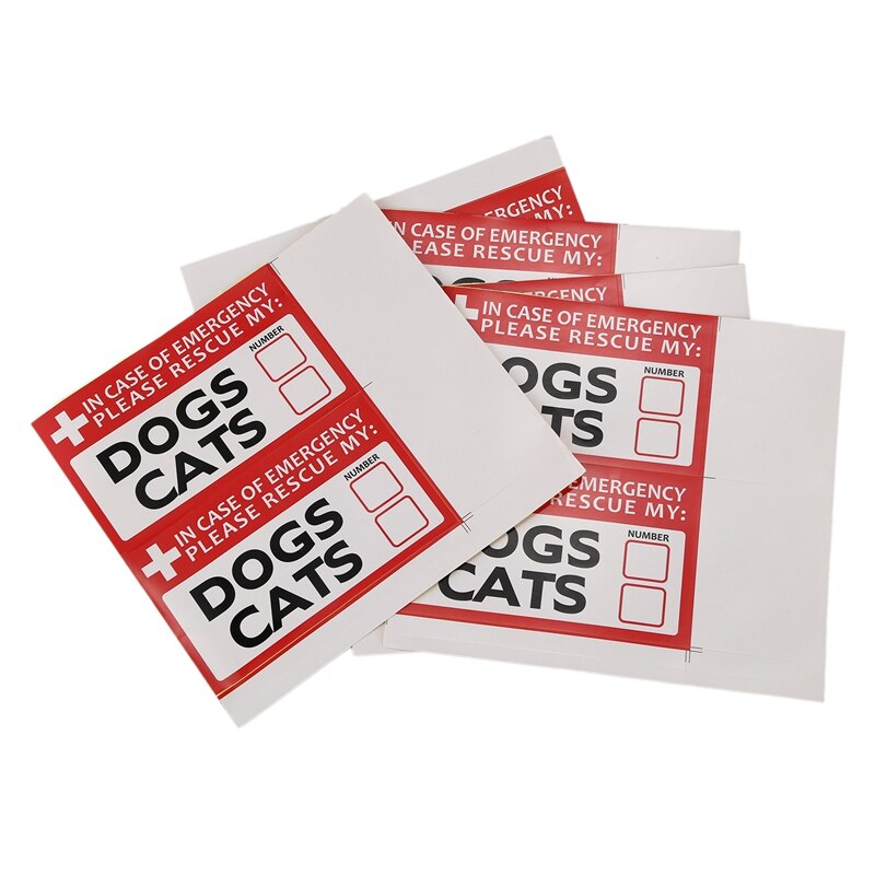 Adesivo de vinil para salvamento de emergência, adesivo de vinil para animais de estimação, cães e gatos, 10 peças