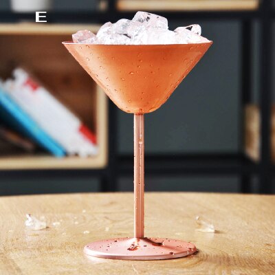 Stainless Steel Martini Triangle Cup Goblet Cocktail Glass Metal Cup Red Wine Bar Ktv Decorations: E
