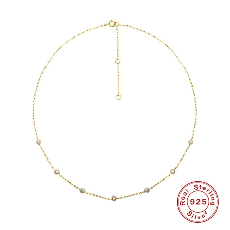 100% 925 sterlina d'argento Minimalista Carino Coreano ins Perla Collane con Pendente per La Donna Ragazze Collares affascinante Dei Monili Della Catena