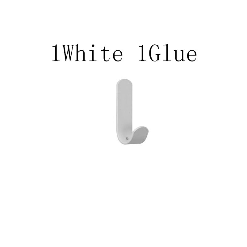Zwart Wit Gewaad Handdoek Jas Kleding Haak Voor Badkamer Accessoires Roestvrij Hanger Keuken Hardware Muurbevestiging Lijm Geen Boren: White 1PCS