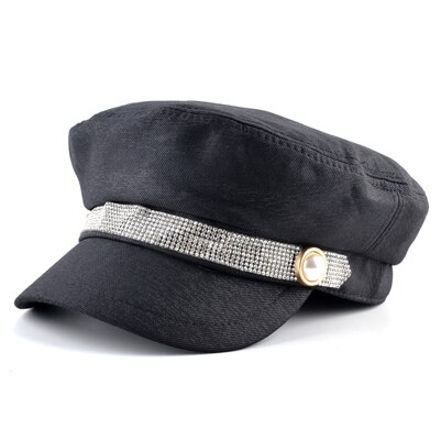 Pige vintage nyhedsdreng kasket kvinder vinter flade kasketter retro gatsby hat franske damer ottekantede hatte baret gorro feminino: Sort