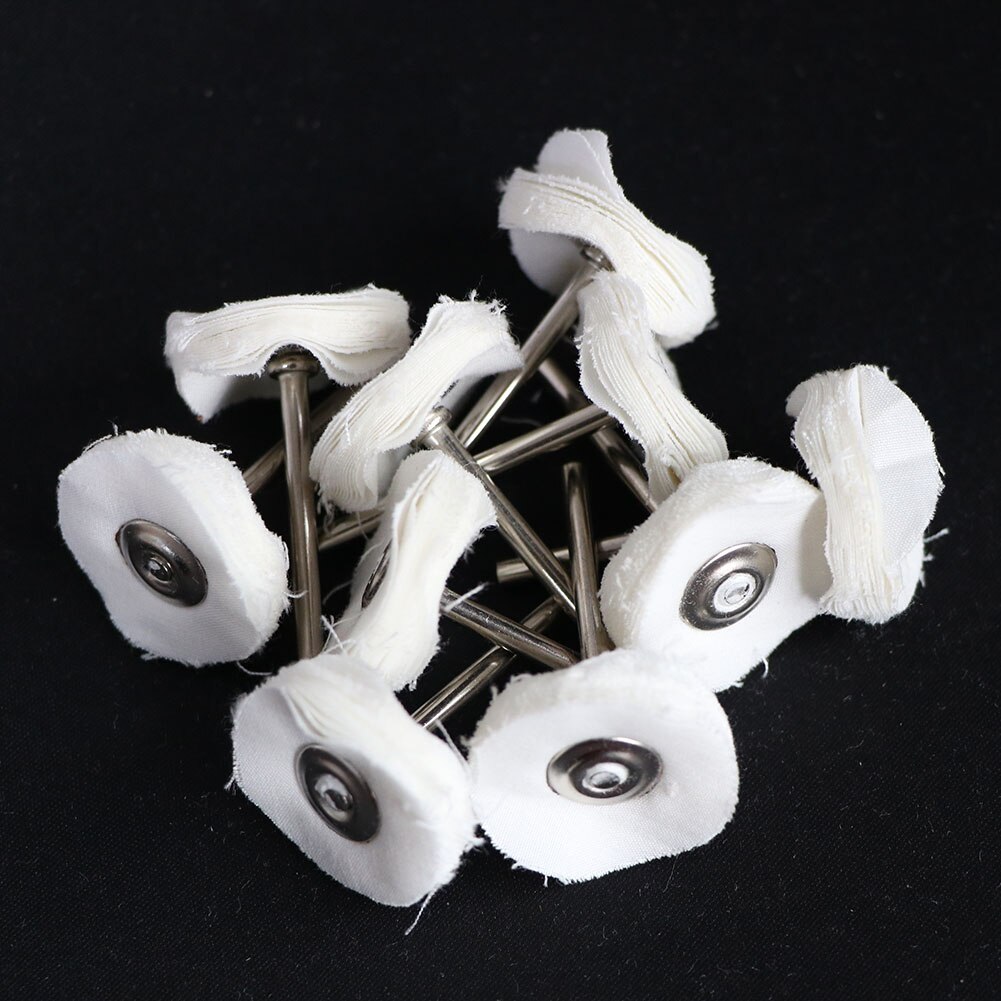 Cepillo rotativo de 1 pulgada y 10 piezas, rueda de pulido para herramientas rotativas, accesorios de fieltro de lana redonda de 25mm: 10pc white cloth / with 3mm shank