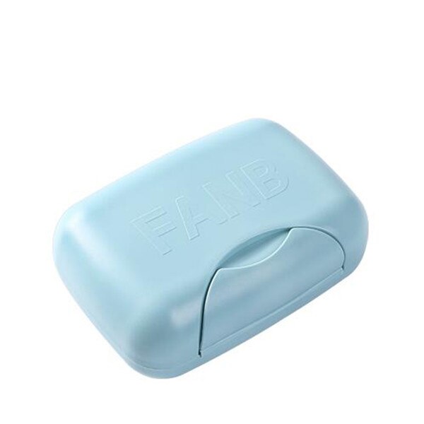 Xzjja bærbar udendørs rejse sæbe kasse hjem sæbe skål arrangør badeværelse sæbeholder med dæksel badeværelse tilbehør: Blå sæbeskål