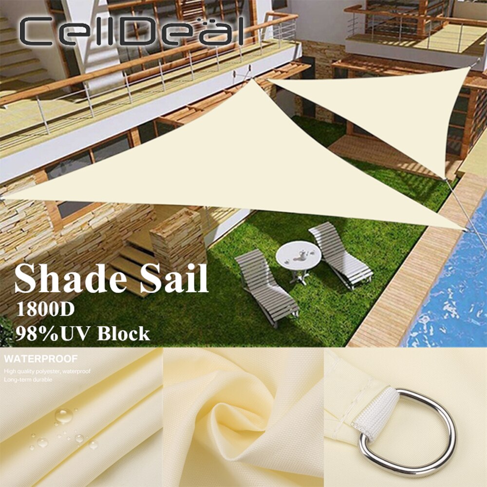 Imperméable Anti-UV soleil ombre voile canopée voiles auvents abri Durable Triangle Rectangle carré pour jardin de cour avec des cordes