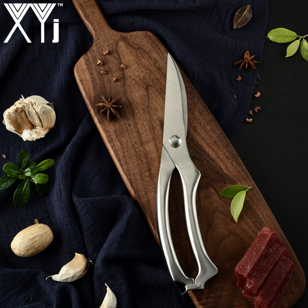 XYj 3Cr13 Stainless Steel Scissors Poultry Kitchen Chicken Bone Scissor With Safe Lock Cutter Cook Tool Shear Cut Duck Fish