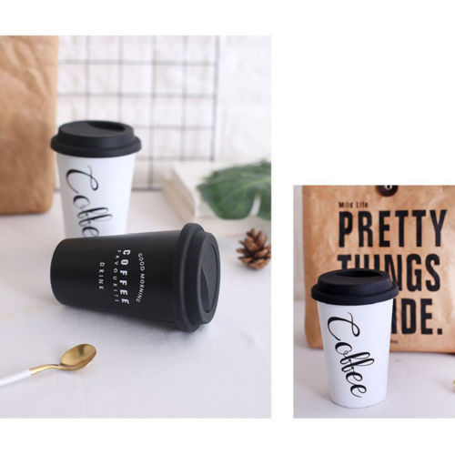Modernas tazas reutilizables de acero inoxidable para café, con tapas tazas de té, pajitas y letras, tazas de Taza de Viaje de 500ML