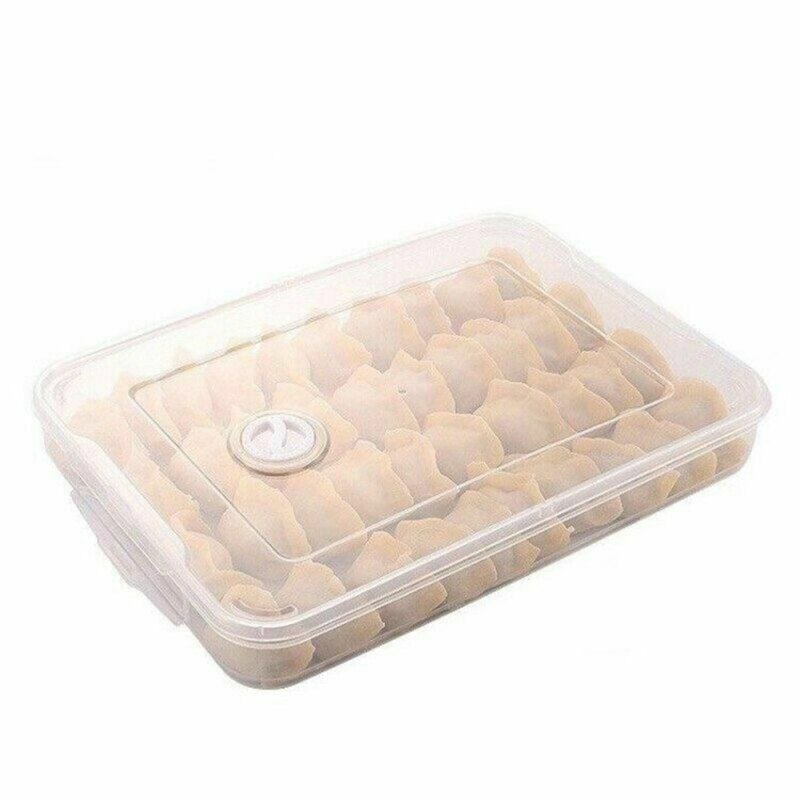 Dumpling Box Refrigerator Food Container No Divide Kitchen Transparent With Cover Plastic Storage Case Kitchen Accessories: Clear