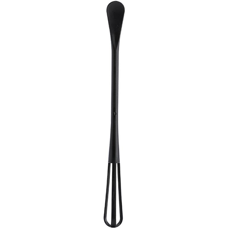 Kapmore 1pc Egg Whisk Plastic Mini Multifunctional Egg Beater Kitchen Utensil With Teaspoon Egg Tools Accessories 2 Colors: Black