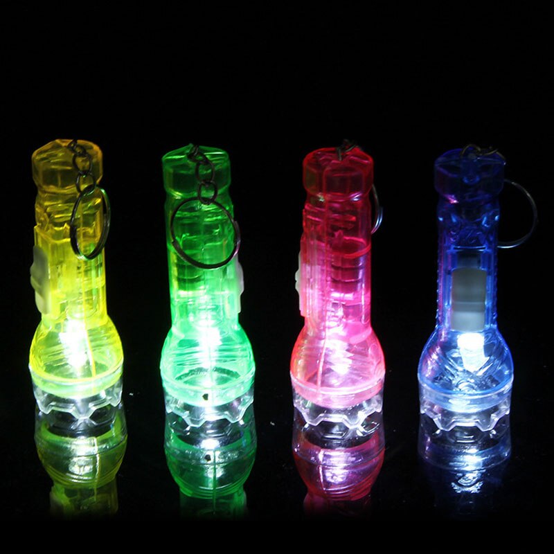 2pcs Mini LED Flashing Flashlight Toys Kids Flash Light Key Rings Light Random Colour