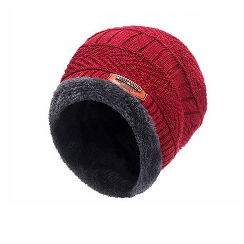 Winterstrickmütze für damen und herren, warm und dick gefüttert, mit samtfutter, Schließfach geschnitten, mit schal, marken-wintermütze, skimaske: Eine -9-1pc