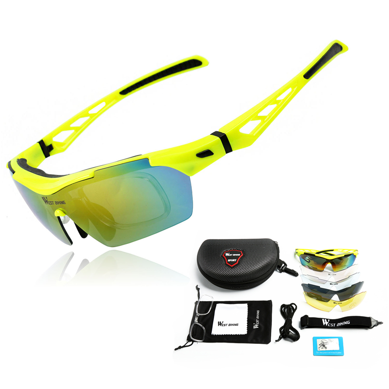 WEST RADFAHREN Radfahren Sonnenbrille Polarisierte 5 Objektiv Winddicht Anti-fog Mypia Rahmen Sport MTB Fahrrad Brillen Radfahren Gläser