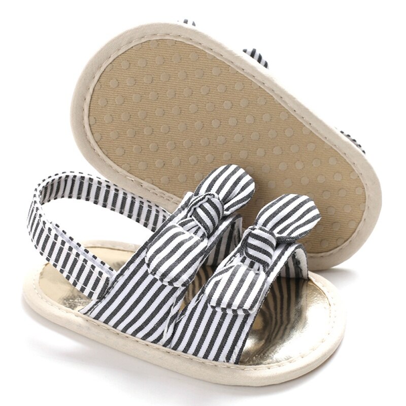 Baby Shoes Summer Girls Sandals Girls Shoes Non-slip Newborn Bownot Striped Girls Sandals Beach Plaid Princess Shoes #11: C / 0-6 months