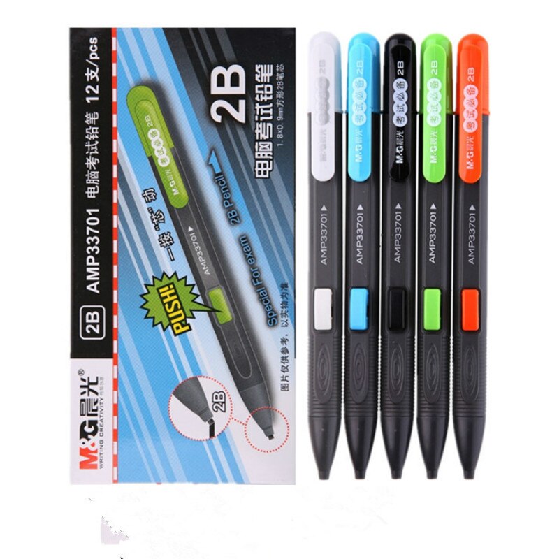12pcs Student 2B Holder Exam Mechanical Pencil with Lead Refills Set Office Supplies: 12 PENCILS