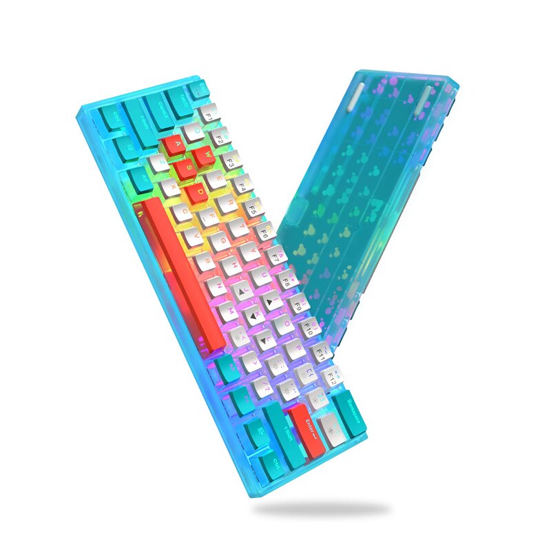 2022 Womier WK61 Ultra-Slim Gaming Mechanical Keyboard Swappable RGB 60% RGB Pudding Keycap Red Switch Crystalline Base: update 1