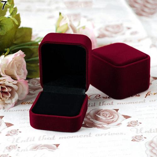 Sieraden Earring Ring Display Organizer Vierkante Deksel Open Box Case: Wine Red