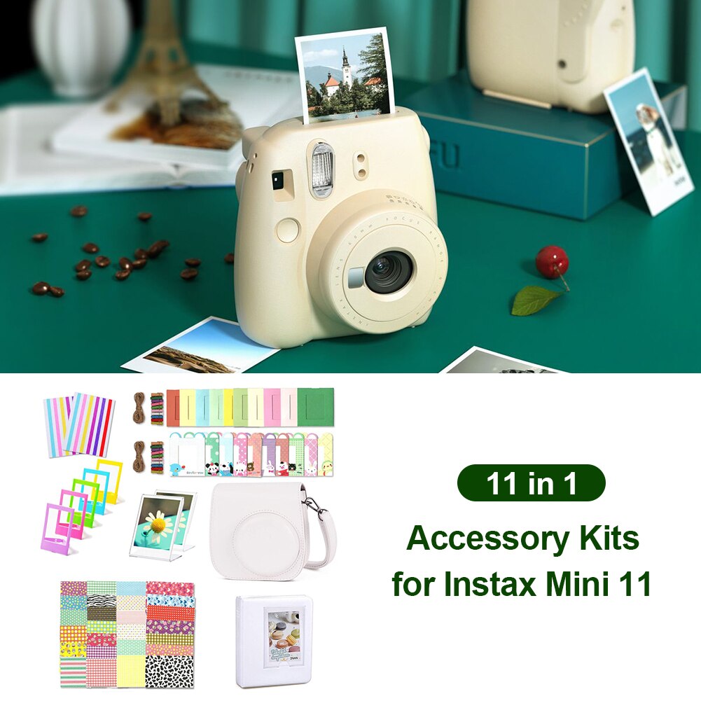 Fujifilm Instax Mini 11 Camera Accessoires Bundel Met Case/96 Foto Album/10 Opknoping Fotolijst/5 tafel Frames/20 Stuks Stickers