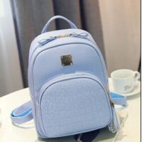Filles sac de voyage en plein air dames double couche en cuir PU sac à dos tendance simple sauvage pierre motif sac: blue